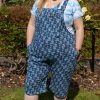Blue Daisy Printed Denim Stretch Dungaree Shorts - Image 3