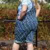 Blue Daisy Printed Denim Stretch Dungaree Shorts - Image 4